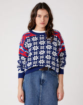 WRANGLER ALPINE RAINBOW KNIT DAMSKI SWETER KLASYCZNY ESTATE BLUE W8N5QCX09 112132406
